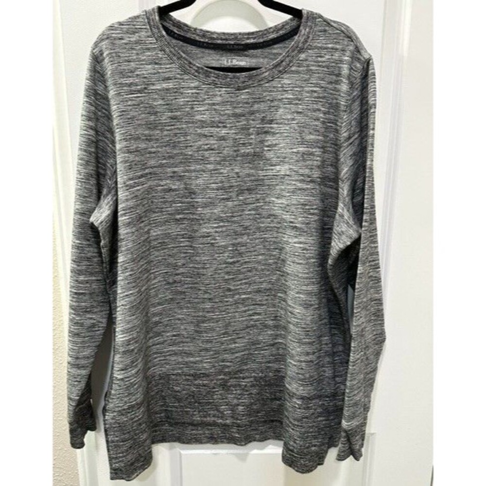 L L Bean Women Sweater XL Gray Long Sleeve Crew Neck Hi Lo Hem Pullover Warmwear